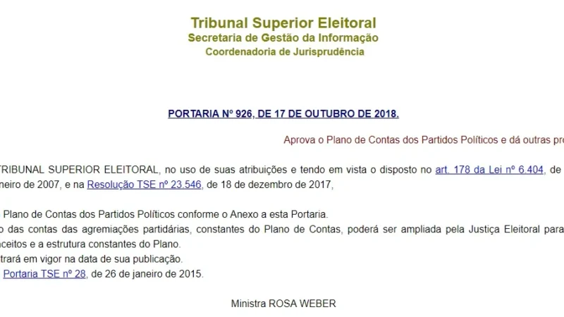 Novo plano de contas de partidos políticos passa a ser obrigatório a partir de fevereiro
