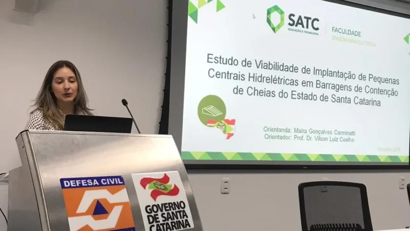 TCC de futura engenheira da Satc sugere usar barragens de contenção para gerar energia