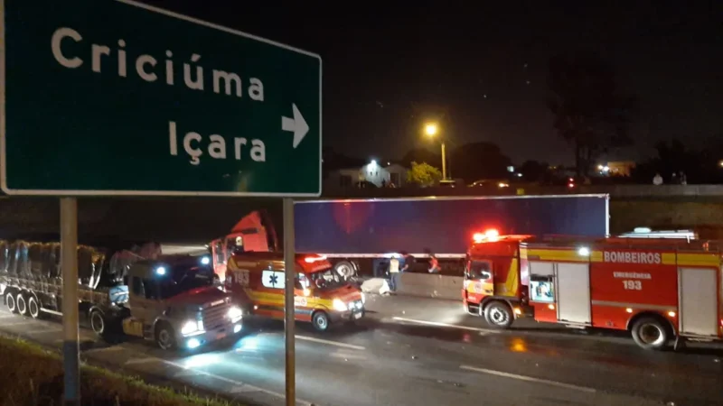 Carreta se perde e causa acidente na divisa de Criciúma e Içara