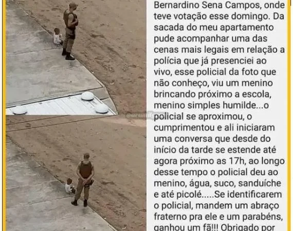 Viraliza na internet policial que teve atitude empática com menino humilde