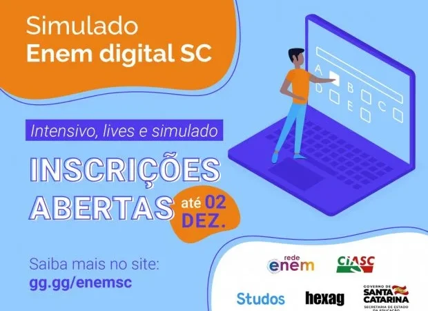 Educação e parceiros lançam simulado digital do Enem para alunos do 3º ano da rede estadual