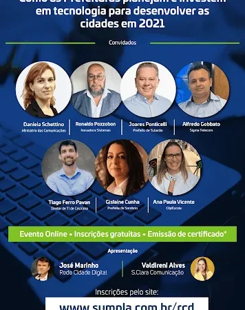 Prefeitos de Sombrio e Tubarão apresentam tecnologias em evento online das Cidades Digitais do Sul do Estado