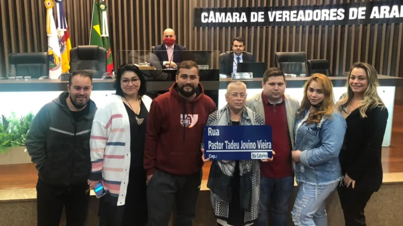 Pastor Tadeu Jovino Vieira empresta nome para rua no bairro Santa Catarina em Araranguá