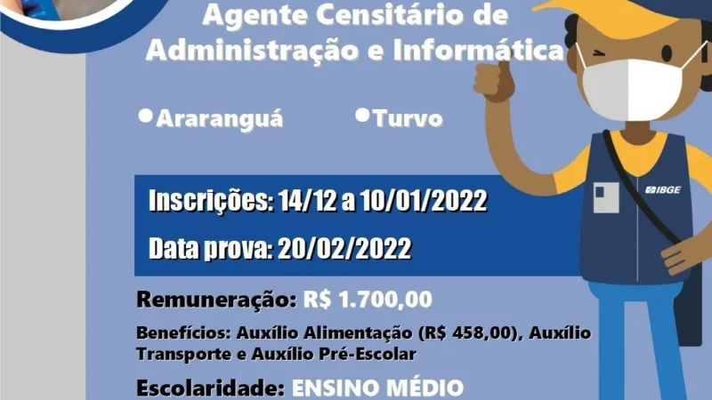 Região tem vagas abertas para recenseadores do IBGE