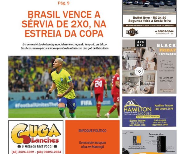 Jornal Enfoque Popular – Edição 2687 – 25 de Novembro de 2022 – Capa: Brasil na Copa