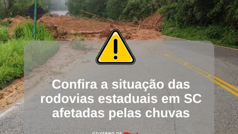 Chuvas fazem aumentar número de rodovias estaduais interditadas em SC