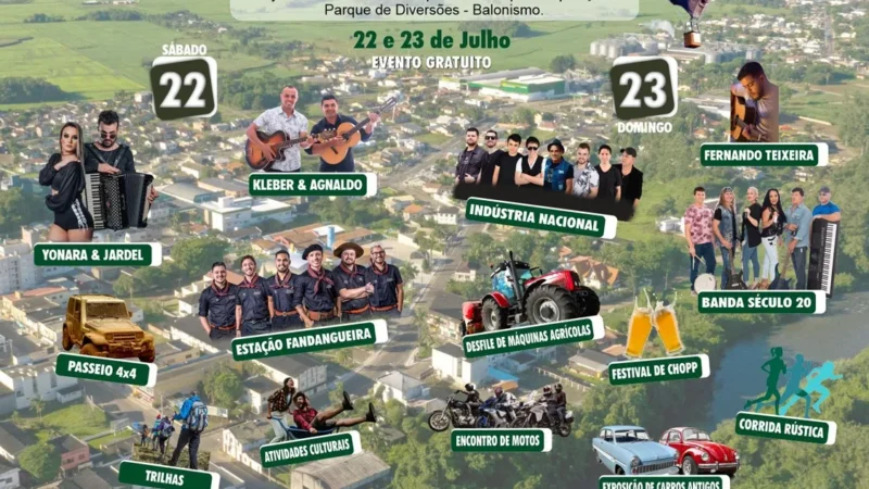 Festa pelos 65 anos de Jacinto Machado com shows, feiras, cultura e esportes