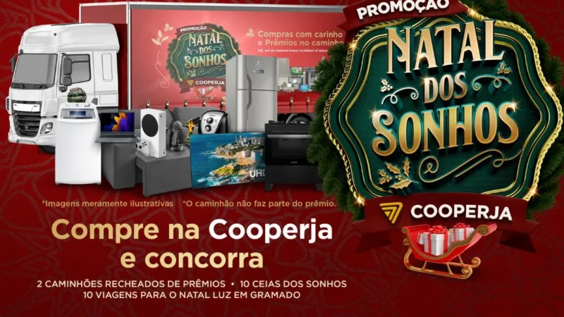 Promoção Natal dos Sonhos Cooperja sorteará dois caminhões de prêmios