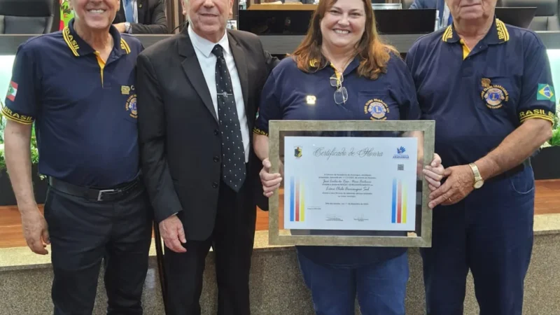 Lions Clube Araranguá Sul recebe Moção de Reconhecimento da Câmara de Vereadores