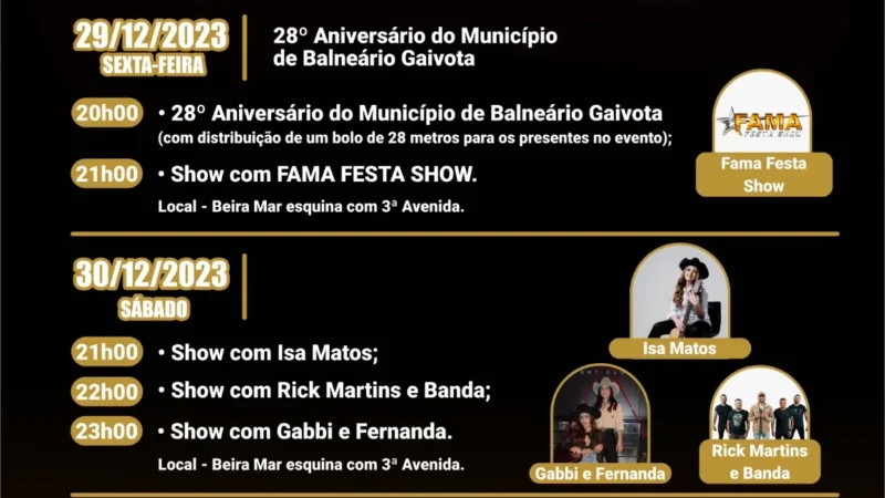 Balneário Gaivota divulga promoção de final de ano