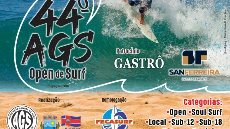 Balneário Gaivota sedia 44ª edição do tradicional AGS Open de Surf
