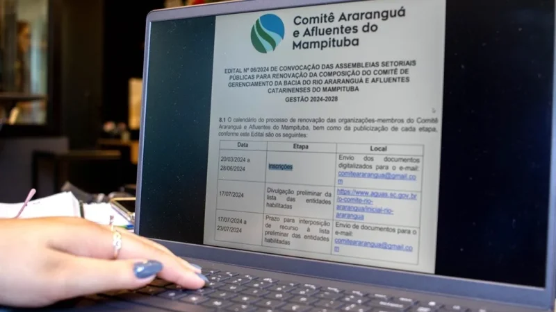 Inscrições abertas para entidades interessadas em participar do Comitê Araranguá e Afluentes do Mampituba