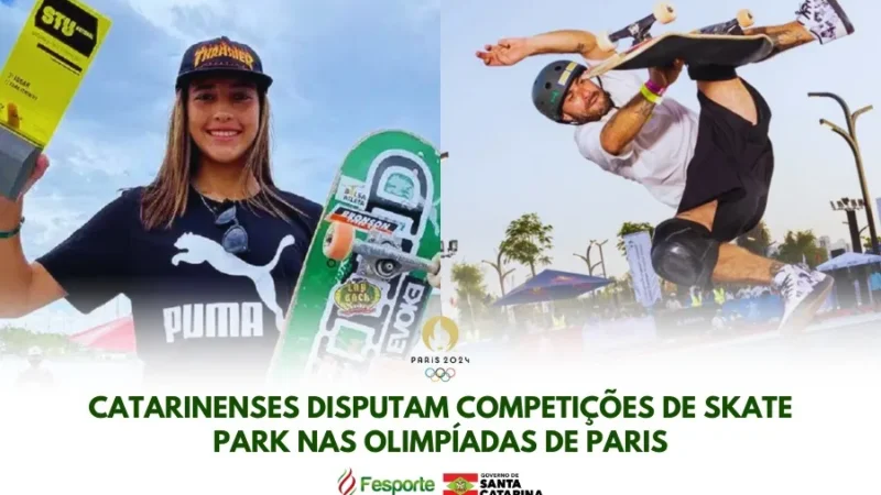 Skate catarinense em ação com Pedro Barros e Isadora Pacheco nos Jogos Olímpicos de Paris