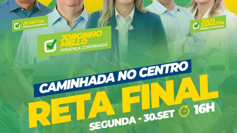 Jorginho Mello faz caminhada com Andresa Ribeiro em Araranguá