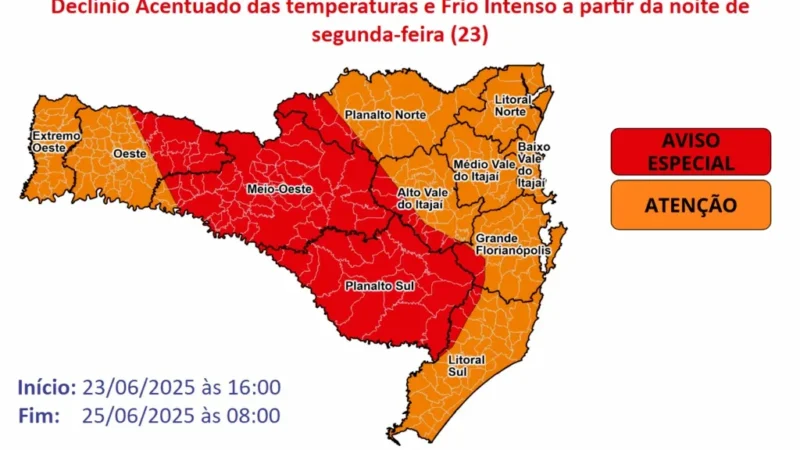 Santa Catarina em Alerta Vermelho: Frente polar traz frio extremo, geada e risco à saúde