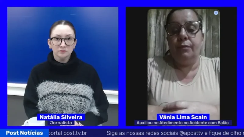 Moradora de Praia Grande relata momentos de terror e auxílio a sobrevivente do acidente de balão