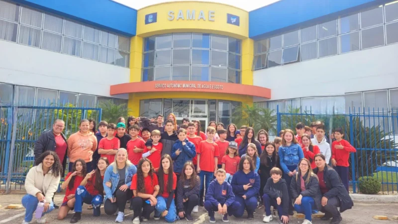 Alunos da Escola Professor Mota Pires conhecem estações do Samae em programa de educação ambiental