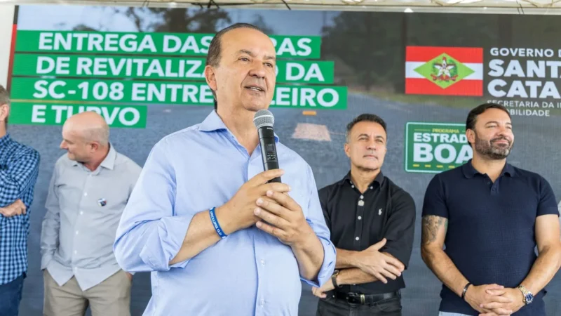 Estrada Boa: governador entrega revitalização da SC-108 entre Meleiro e Turvo