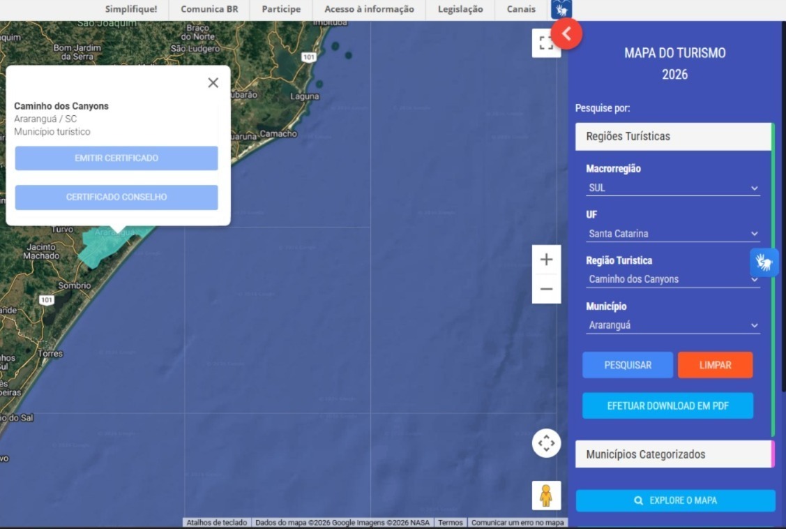 ARARANGUÁ MANTÉM CATEGORIA MÁXIMA NO TURISMO NACIONAL