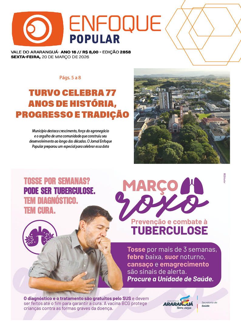 Jornal Enfoque Popular – Edição 2858 – Turvo celebra 77 anos de história, progresso e tradição