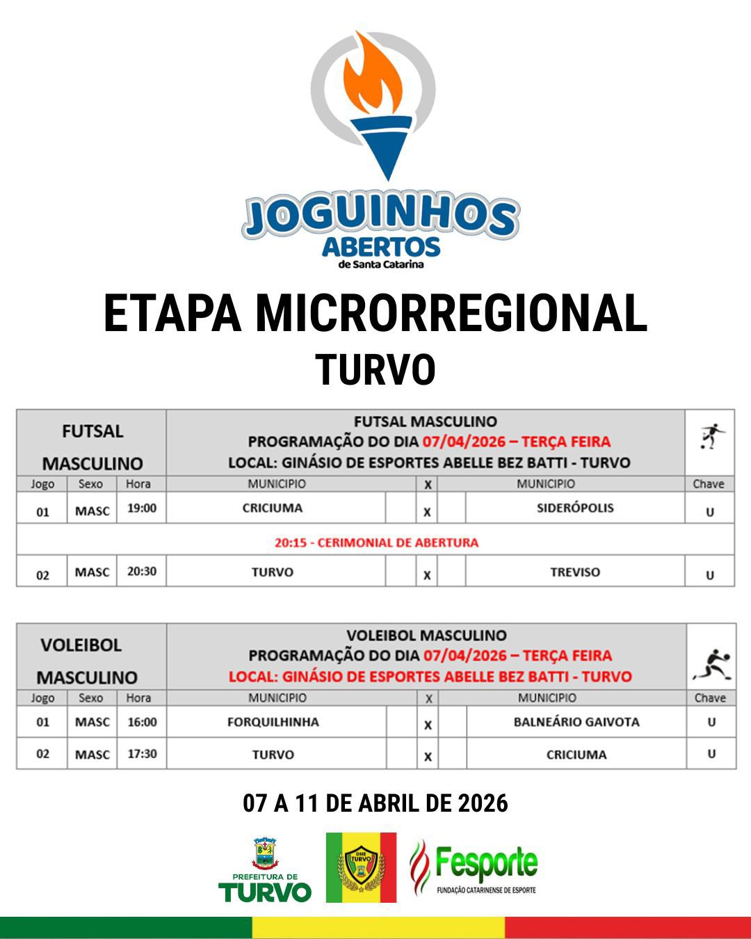 Turvo volta ao cenário esportivo e recebe etapa dos Joguinhos Abertos de SC