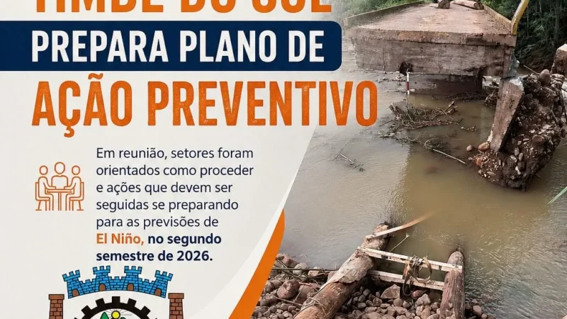 Defesa Civil de Timbé do Sul inicia plano preventivo para enfrentar possíveis impactos do El Niño