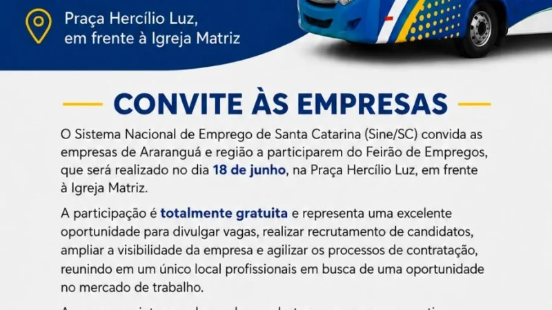 Feirão do Emprego chega a Araranguá e abre espaço para empresas recrutarem novos talentos