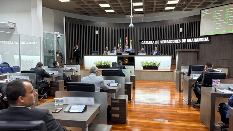 Câmara de Araranguá aprova projetos sobre segurança, estágio, cuidadores e infraestrutura na 35ª sessão