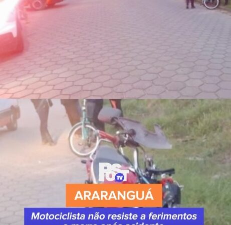 Acidente entre caminhão e moto deixa motociclista morto no Caverazinho, em Araranguá