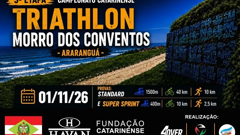 Araranguá recebe 3ª etapa do Campeonato Catarinense de Triathlon no Morro dos Conventos
